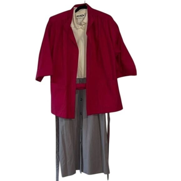 Vintage Ilse M. Womens 2-Piece Set Blazer & Dress Size 14 Pink/Gray/Cream - Picture 1 of 16